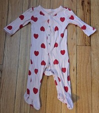 Carter's Pajama Footie Girl's 6M Cotton Pink Red Heart