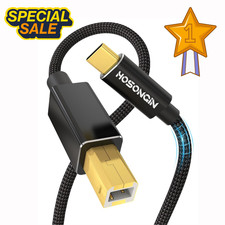 USB B to USB C Printer Cable 10FT,Type B to Type C Cord for PC,USB C MIDI Cable