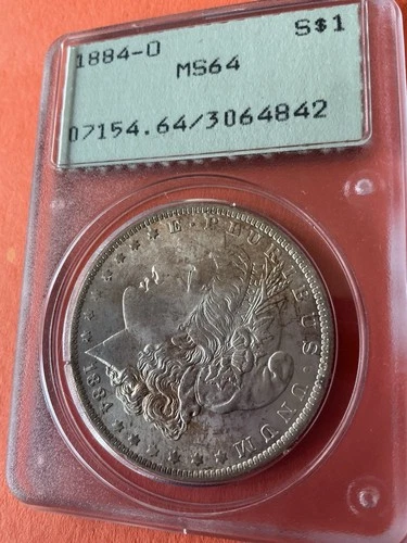 1884 O Morgan Dollar PCGS MS60 Rattler Holder