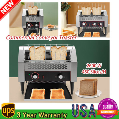 450Slices/H Commercial Conveyor Toaster 2.6KW Stainless Steel Industrial Toaster