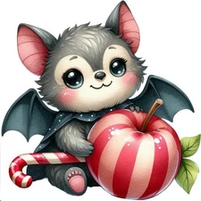 30 Custom Candy Apple Bat Personalized Address Labels