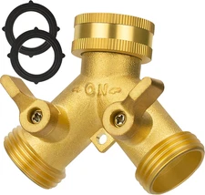 Hose Splitter 2 Way, Garden Hose Splitter, 100% Rustproof Brass Water Hose Split