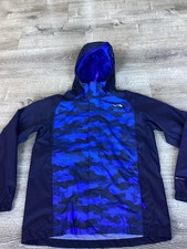 The North Face Boys Rain Jacket Youth Large L 14-16 DryVent Blue Camo Hooded