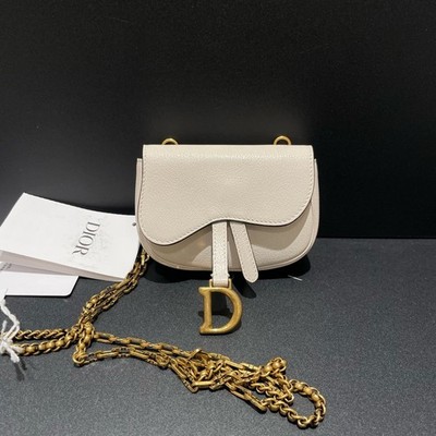 Dior Saddle Bag Mini Flap Crossbody Bag White Leather [Duties Paid]