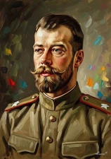 Leonid Afremov TSAR NICHOLAS II Oil Painting 20"x30" by Official Studio GICLEE