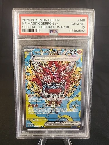 2025 POKEMON PRE EN-PRISMATIC EVOLUTIONS #148 HF MASK OGERPON ex SIR PSA 10