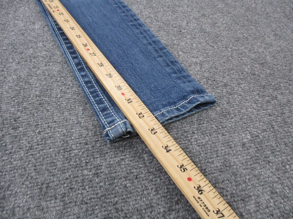 Miss Me 牛仔女式 26 蓝色牛仔紧身褪色水钻翅膀学院风 Y2K — 第 4/4 张图片