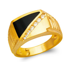 NEW 14K YELLOW GOLD MEN'S FULL CUT ONYX RING