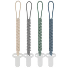 4-Pack Silicone Pacifier Clips with a Woven Rope Shape for Baby Boys and Girls -