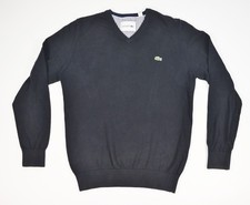 Lacoste Black V-Neck Lightweight 4 Medium Sweater Sweatshirt Long Sleeve Shirt