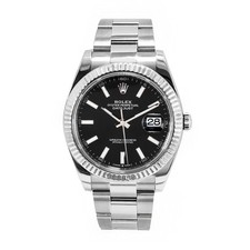 Rolex Datejust 41MM 126334 Black Stick Lunetta Scanalata Oyster Acciaio Orologio Uomo