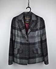 Barbour Nebit Tailored Tweed Jacket Womens UK 12 Tartan Country Hacking Blazer