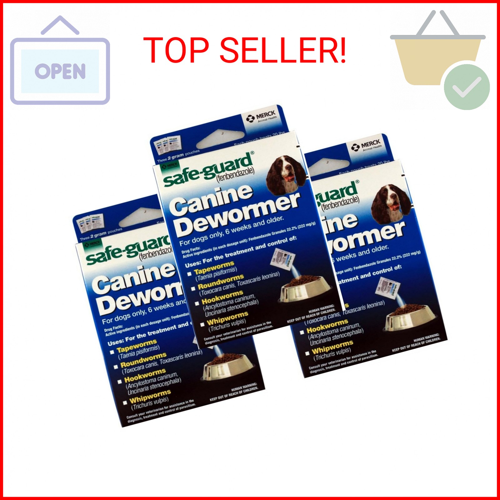 Safe-Guard Canine Dewormer For Dogs Only, 6 Weeks and Older, 9 Pouches Total(3 P