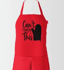 Novelty Kitchen Aprons with Funny Sayings, Red