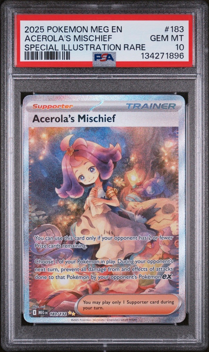 🔥 PSA 10 Acerola's Mischief 183 Me01 Mega Evolution SIR AND Raw
