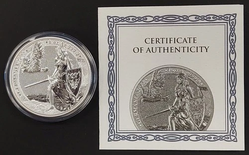 2022 Germania Mint 5 Mark, 1 Troy Oz .9999 Fine Silver coin w/capsule, COA!