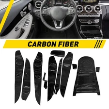 Interior Front Decor Cover Trim Carbon Fiber Overlay Fit Benz C-Class 2015-2018