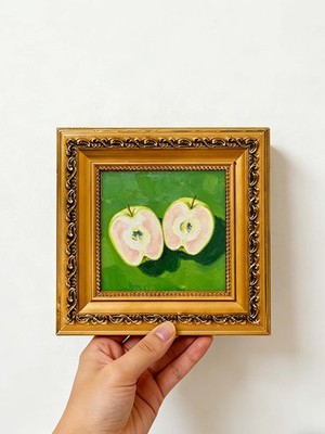 Green Apple Art oil painting, Gift for Friend,Custom Oil Painting from photo