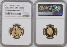 The Sovereign 2012 Queen Elizabeth II Diamond Jubilee Gold Proof Coin PF 70 UC