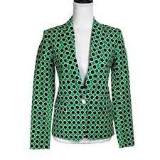 Michael Kors Green Polka Dot Blazer Women s 0 Mod Retro Statement Jacket Preppy