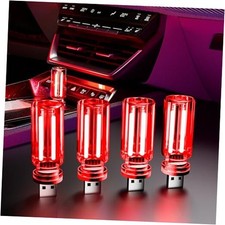 4 PCS USB Night Light, Touch Dimmable Mini USB LED Car Interior Ambient 4 Red