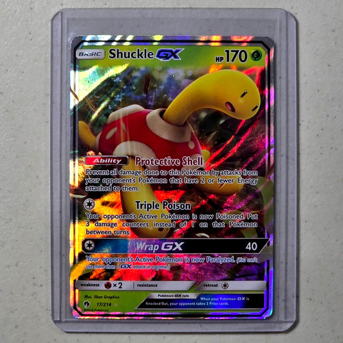 Pokemon Lost Thunder Shuckle GX 17/214 Ultra Rare Holo TCG Card NM 2018