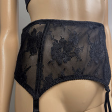 ESCANTE High Waist Boned Lace Garterbelt Garter Belt Size Medium Black Lace