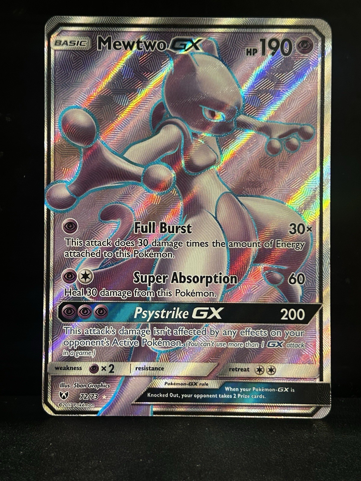Mewtwo GX 72/73 Shining Legends Full Art Holo Pokemon Card - LP