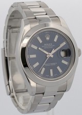 Rolex DateJust II 41mm BLUE Stainless Steel Smooth Oyster Date Watch 116300 4
