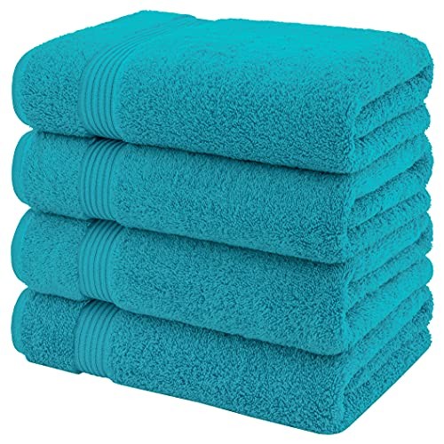 100% Baumwolle Türkische Badetücher für Badezimmer 4er Pack Badetuch Sets Aqua Blau - Bild 4 von 6