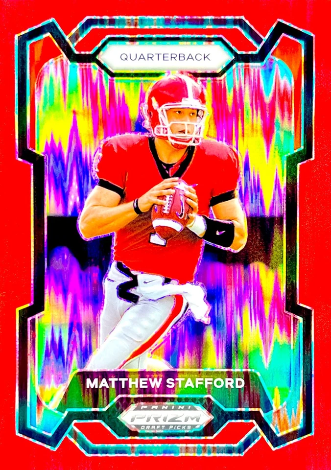 Matthew Stafford RARE RED WAVE REFRACTOR /49 PRIZM INVESTMENT SSP MVP ROY MINT - Image 2 of 2
