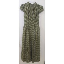 Reformation Maven Dress Mossy Dot Green Polka Dot Maxi Puff Sleeve 2 NEW