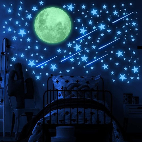 Glow in The Dark Stars Moon Wall Decal Kids Nursery Space Room Decor - Bild 3 von 8