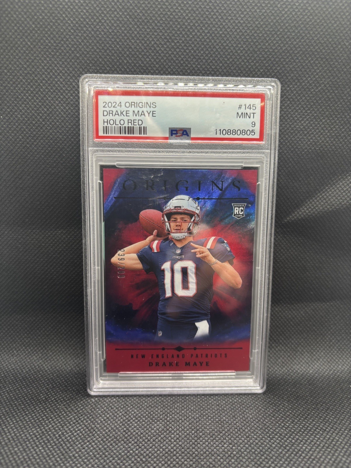 2024 Panini Origins - Rookies Drake Maye #145 Holo Red /299 (RC) PSA 9