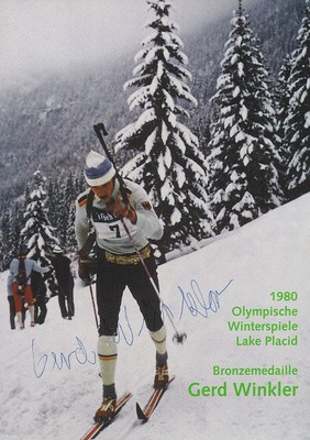 Gerd WINKLER - Deutschland, Bronze Olympia 1980 Biathlon, Original-Autogramm!