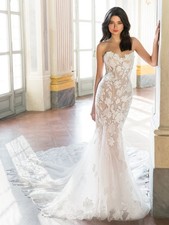 Mermaid A-line Wedding Dress Decal Train Lace Pleated Chiffon Zipper Bridal Gown