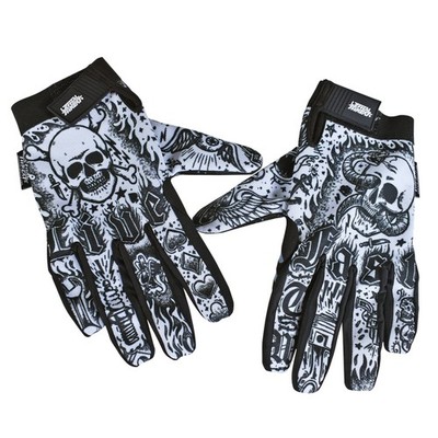 Lethal Threat Tattoo Mens Textile Motorcycle Gloves Black/White