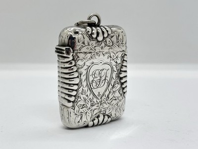 Antique Victorian Solid Sterling Silver Vesta Case / Match Holder Fob ...