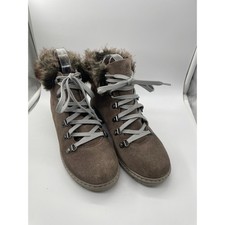 G.H. Bass Aubrey Brown Leather Faux Fur Lace Up Ankle Boots 0773-3840-211 7.5M