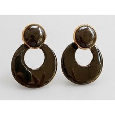 Pendientes colgantes vintage Lucite negro pomo 1,5" de largo kp-52