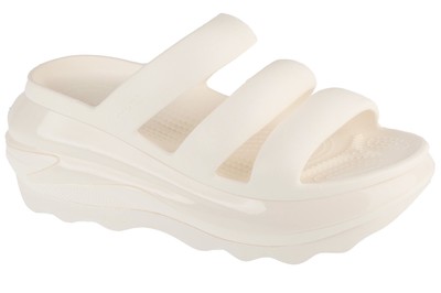 Badelatschen Damen, Crocs Classic Mega Crush Tripe Strap, Weiß