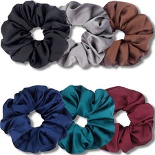 Big Scrunchies for Thick Hair, Premium Satin Softer than Silk, XL 6 Inch Extr...