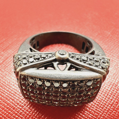 JPM OXIDIZED STERLING SILVER BLACK DIAMOND MEN'S RING