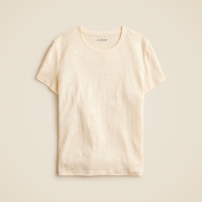 NWT J. Crew Women Relaxed Linen T-Shirt in Light Straw Yellow Size Medium
