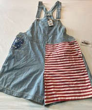 NWT-American Flag Denim Overalls/Shortalls, Patriotic U.S.A.-LARGE