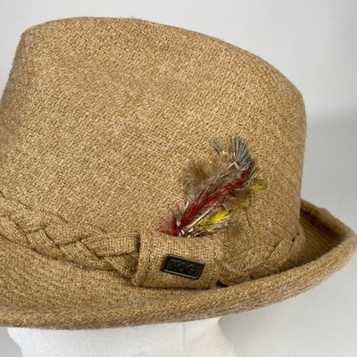 Tan Fedora Hat with Feather Accent Vintage Mr. K Tan Fedora: 100% Wool Felt Feather Hat - Etsy main image 2
