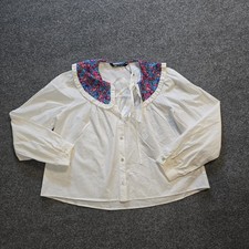 Zara Top Womens Size Medium White Pink Floral...
