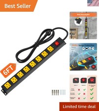 8 Outlet Long Power Strip, 2100J Surge Protector Heavy Duty 6FT Cord Wide Spa...
