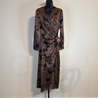 MISA Los Angeles Long Sleeve Floral Print Eliza Wrap Dress (Sz: M/ Retail: $385)
