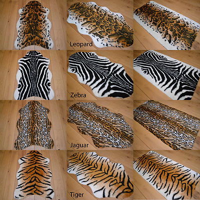 African Soft Faux Fur Bedroom Fake Animal Skin Print Pattern Floor Rugs ...